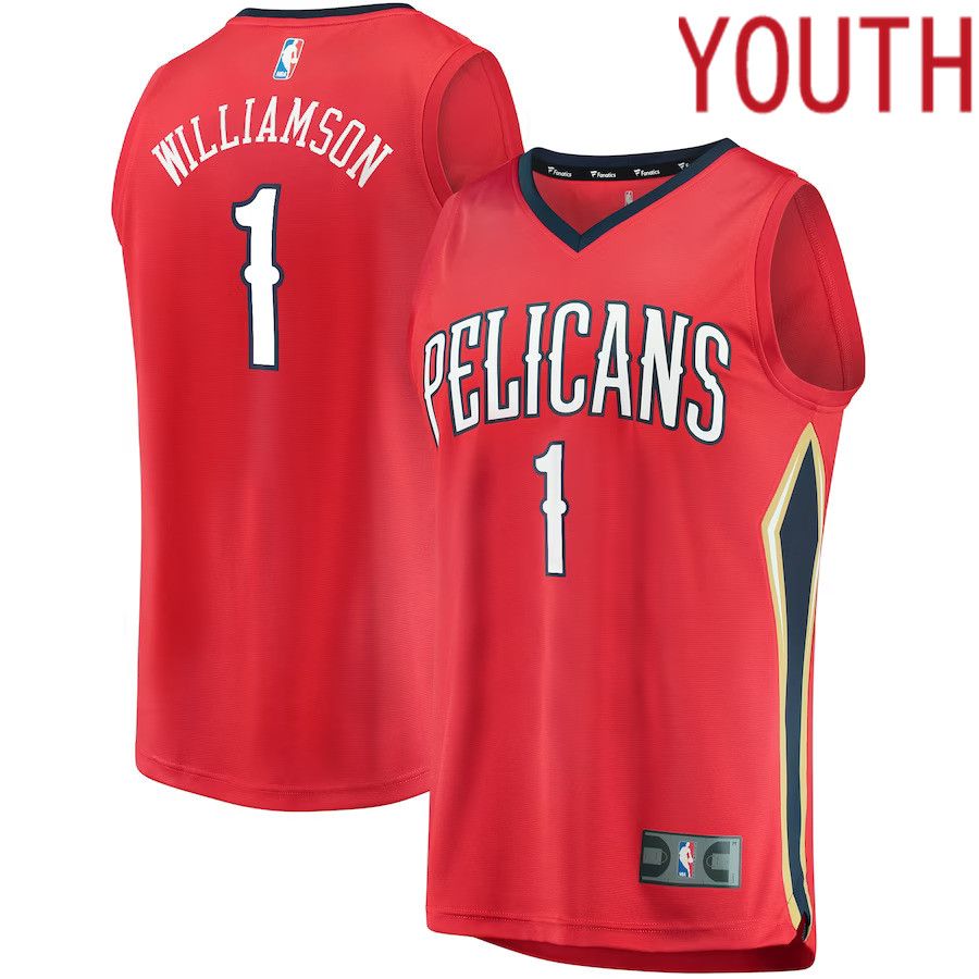 Youth New Orleans Pelicans 1 Zion Williamson Fanatics Branded Red Statement Edition Replica Fast Break NBA Jersey